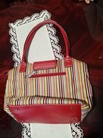 Original marked brown striped gabor women's bag / reticle ---- canvas - synthetic leather combination