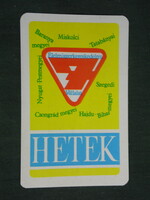 Card calendar, weeks food companies, Pécs, Szeged, Tatabánya, Miskolc, 1976, (2)