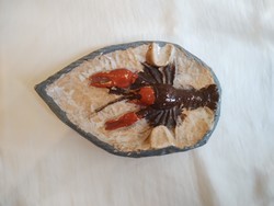 Czechoslovak retro ceramic ashtray with crayfish in perfect condition