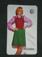 Card calendar, áfés consumer cooperative store, clothing, fashion, erotic female model, 1976, (2)