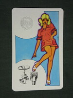 Card calendar, dkg, petroleum machinery factory, Nagykanizsa, graphic artist, erotic female model, 1976, (2)