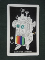 Kártyanaptár, Elektromos szövetkezet,Pécs, grafikai rajzos,humoros, reklám robot, 1976 ,   (2)