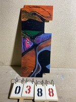 Bask festménye, absztrakt, olaj, kartonon, 33 x 80 cm-es. 0388