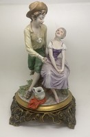 Olasz Capodimonte Triade porcelán figura udvarló pár Bennachio 27cm