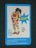 Kártyanaptár,Sztár üdítő italok,Kisvárda szeszipari vállalat,kislány modell,1976 ,   (2)
