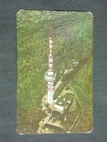 Card calendar, Pécs tourist office, Mecsek TV tower skyline, 1976, (2)