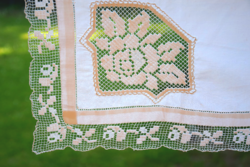 Antique dreamy crocheted fillet lace tablecloth tablecloth 100 x 78