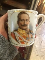 II. Porcelain cup with a portrait of the German Emperor William, height 10 cm.