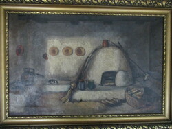 Hoffmann Antal: Szulimán Jánosné füstös konyhája, Somogysárd, 1931, olaj, vászon, 43x63 cm