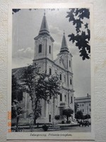 Régi postatiszta képeslap: Zalaegerszeg, Plébánia-templom