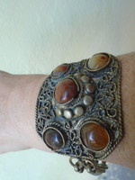 Extra special antique women's bracelet made of semi-precious stones and precious stones, very wide and wonderful