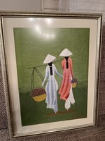 A beautiful picture made by hand in Vietnam from yarn, in a non-reflective, glazed frame, 40x50 cm