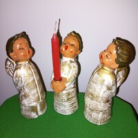 3 Singing boy angels, candle holder. Christmas decoration.