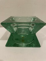 Vidrios san miguel heavy handmade 100% recycled glass candle holder green teal oak