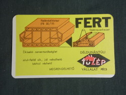 Kártyanaptár, Pécs Tüzép építőanyag vállalat, FERT fődém szerkezet, 1977 ,   (2)