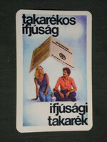 Kártyanaptár, OTP takarékpénztár,férfi, női modell, ifjúsági takarék, 1977 ,   (2)