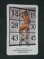 Kártyanaptár, Totó Lottó szerencsejáték, erotikus női modell, 1977 ,   (2)