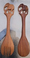African elephant wooden spoon and fork
