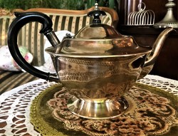 Csodaszép, antik, kb. 100 éves, ezüstözött, teás vagy kávés kanna, klasszikus fazonnal