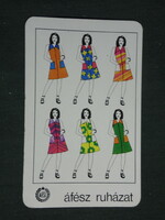 Kártyanaptár, ÁFÉSZ áruház,szaküzlet,ruházat,divat, grafikai rajzos, női modell, 1977 ,   (2)