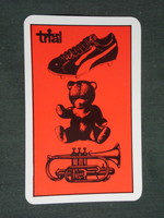 Card calendar, trial, sport, toy instrument store, Budapest, graphic, cartoon, puma shoes, 1977, (2)