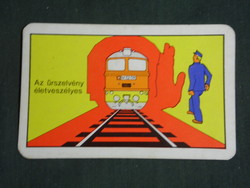 Card calendar, máv railway, accident prevention, graphic design, m62 diesel locomotive, 1977, (2)