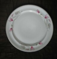 Hollóháza porcelain floral flat plate with gold border 26 cm