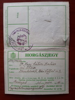 Horgászjegy 1946-ból okirati illeték bélyegekkel
