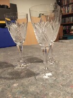 Polished crystal stemmed short drink, brandy, liqueur glasses, cups 3 pcs (m128)