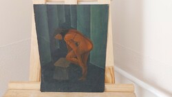 (K) small nude picture, nude painting 33x25 cm.