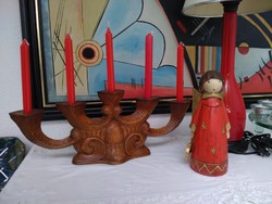 Scandinavian handmade wooden carved candle holder