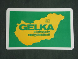 Kártyanaptár, Gelka háztartásigép szerviz,rádió,televízió,grafikai országtérkép, 1978 ,   (2)