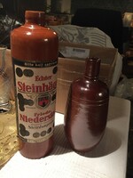 2 db német kerámia palack, butelia, a nagyobbikon német felirattal, kézi munka (78)
