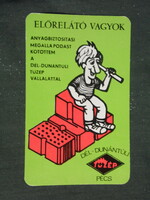 Kártyanaptár,Baranya Tüzép építőanyag vállalat, Pécs,grafikai rajzos,reklám figura 1978 ,   (2)