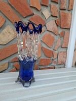 Beautiful 30 cm carved bath glass vase collector's mid-century modern home decoration heirloom