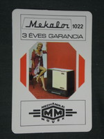 Card calendar, mechanical works, Budapest, Mekalor stove, erotic female model, 1978, (2)
