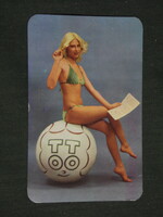 Kártyanaptár, Totó Lottó szerencsejáték, erotikus női modell,1978 ,   (2)