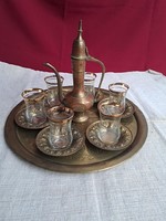 Turkish tea coffee set gilded glass copper spout Indian