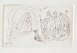 Borsos Miklós - Három királyok 5,5 x 9,5 cm rézkarc, papír
