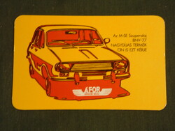 Kártyanaptár, ÁFOR benzinkutak, töltőállomások,grafikai rajzos, Dacia 1300 autó, 1978 ,   (2)
