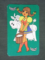 Kártyanaptár, Tejipari vállalatok,grafikai rajzos,tehén, erotikus női modell, 1978 ,   (2)