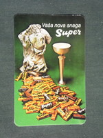 Kártyanaptár, Jugoszlávia, Zvecevo szesz édesipari vállalat, Super csokoládé szelet, 1978 ,   (2)