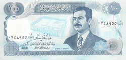 100 dinár dinars 1994 Irak UNC Szaddam
