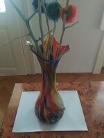 Régi cseh üveg váza 35 cm
