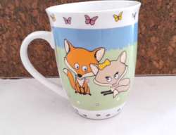 Porcelain kids mug with fox pattern