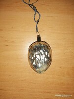Antik üveg karácsonyfadísz ezüst dió 4 cm