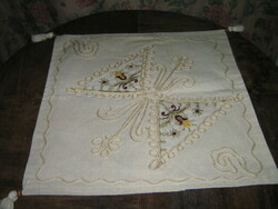 Decorative pillow with beautiful sewn pattern embroidered tulle decoration