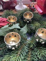 4 db ezüstözött kis karácsonyi gyertyatartó az adventi asztalra