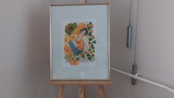 (K) Szép akvarell festmény bécsi galériából 49x62 cm kerettel