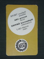 Card calendar, afés, abc presszó, skier, sports restaurant, beremend, residential snack lake, spy, 1979, (2)